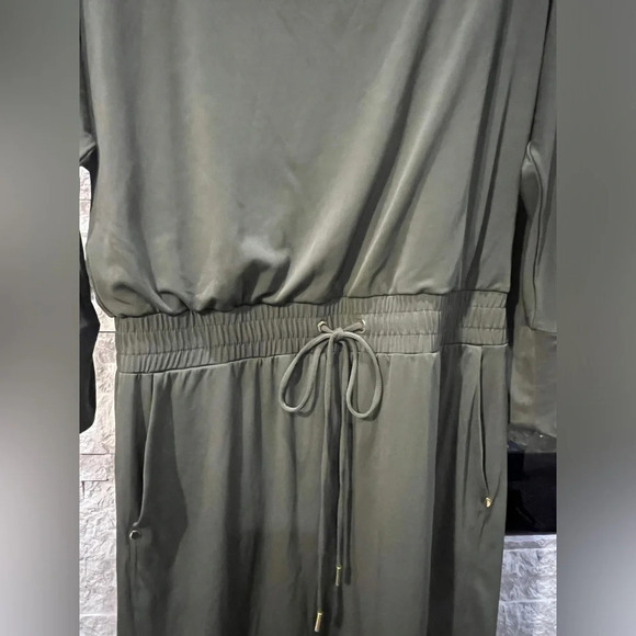 Marc NY Andrew Marc military green long sleeve waist tie dress size 10 - Picture 3 of 8